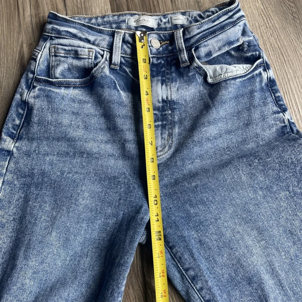 KanCan Signature High Rise Baggy Fit Distressed Washed Blue Jeans Size 25‎